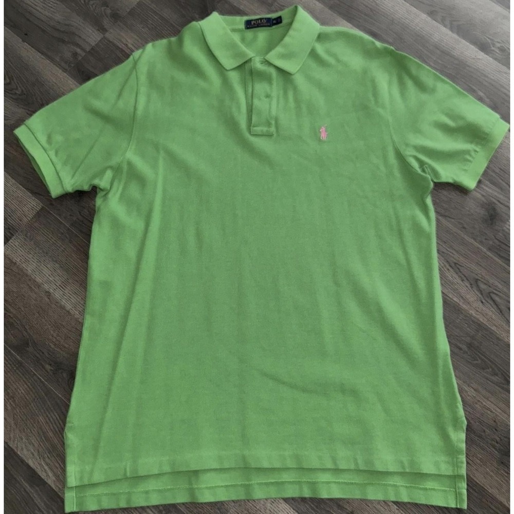 Polo Ralph Lauren Polo Shirt Mens XL Green Solid Cotton Knit Pony Logo Casual